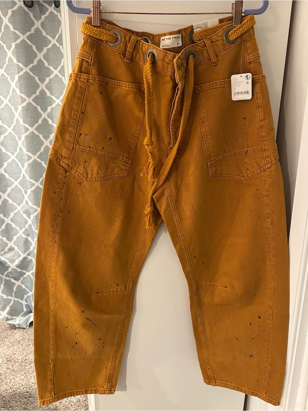 We The Free Moxie Pull-On Barrel Jeans tangerine peel size 27 - Picture 2 of 5